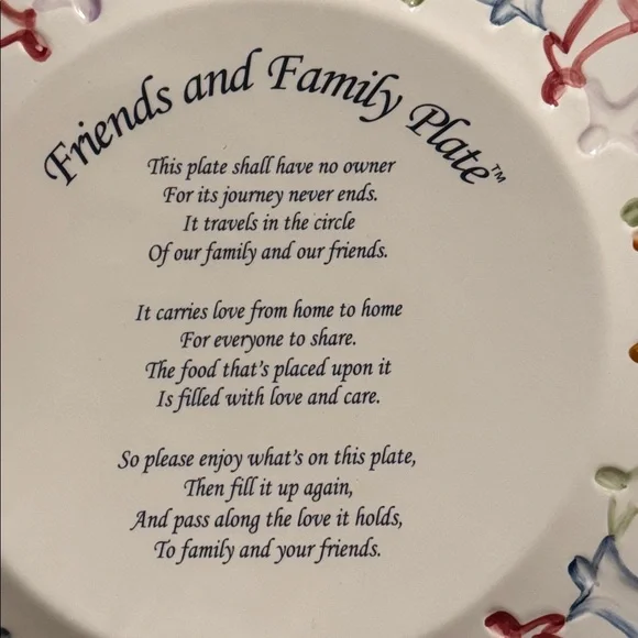 Vintage 2003 Friends and Family Ceramic Plate with Multicolor Design - Picture 2 of 5